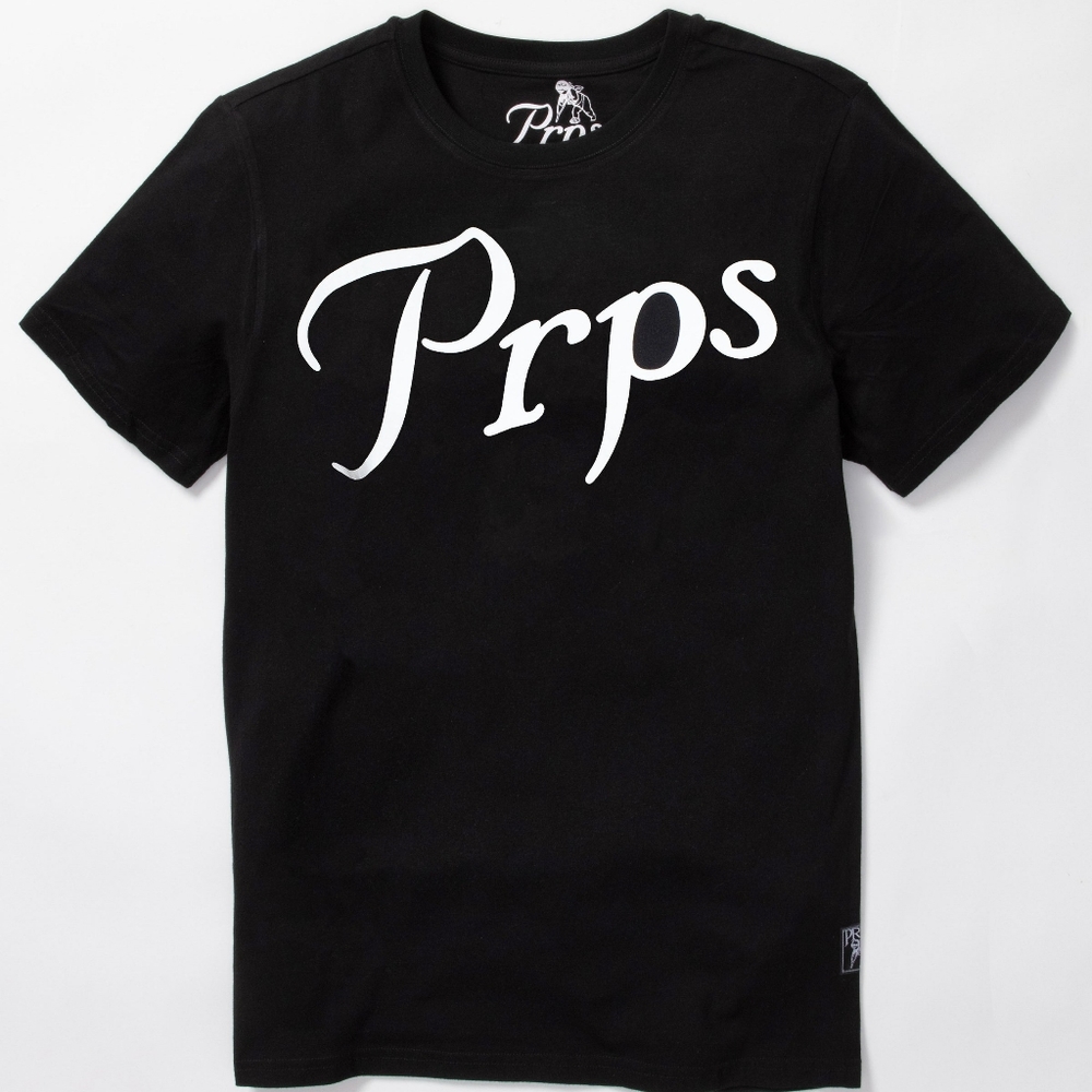 PRPS Black Logo Classic Crew Neck T-Shirt Mens SZ SMALL